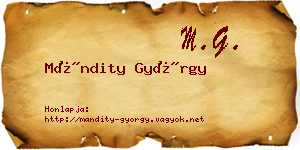 Mándity György névjegykártya